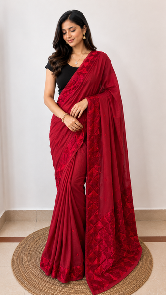 Palash Phulkari Saree