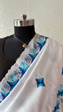 White Phulkari Saree