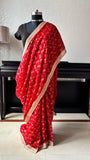 Red Phulkari Saree