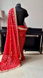 Red Phulkari Saree