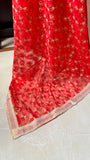 Red Phulkari Saree
