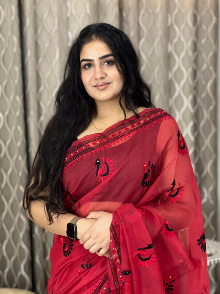 Morni Phulkari Saree