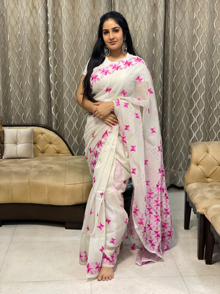 Just Phulkari Hand Embroidery Saree