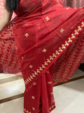 Red Phulkari Saree