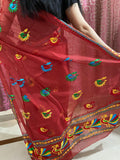 Just Phulkari Red Saree