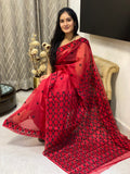 JustPhulkari Red Saree
