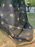Justphulkari Black Saree