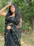 Justphulkari Black Saree