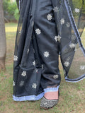 Justphulkari Black Saree