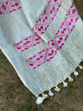 Justphulkari White Saree